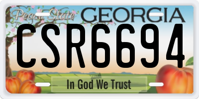 GA license plate CSR6694