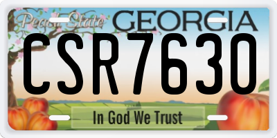 GA license plate CSR7630