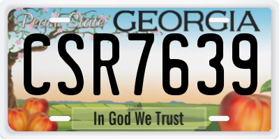 GA license plate CSR7639
