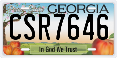 GA license plate CSR7646