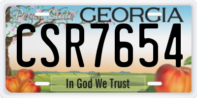 GA license plate CSR7654