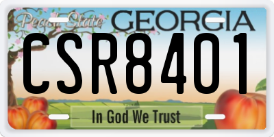 GA license plate CSR8401
