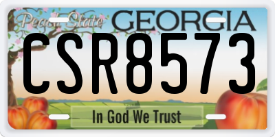 GA license plate CSR8573