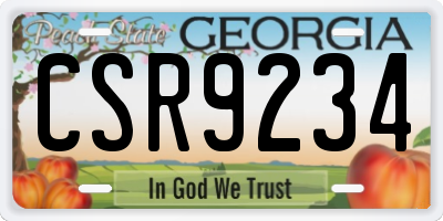 GA license plate CSR9234