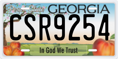 GA license plate CSR9254