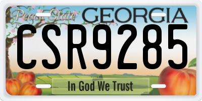 GA license plate CSR9285