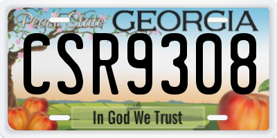GA license plate CSR9308