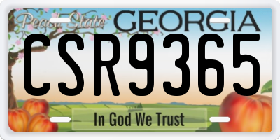 GA license plate CSR9365