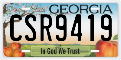 GA license plate CSR9419