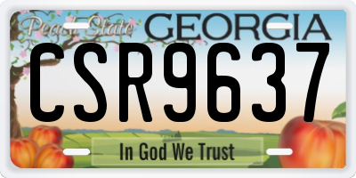 GA license plate CSR9637