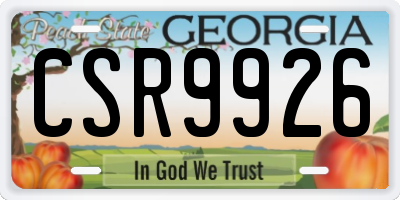 GA license plate CSR9926