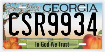GA license plate CSR9934