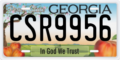 GA license plate CSR9956