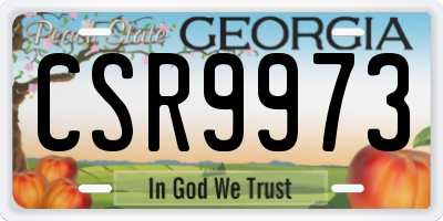 GA license plate CSR9973