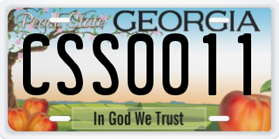 GA license plate CSS0011