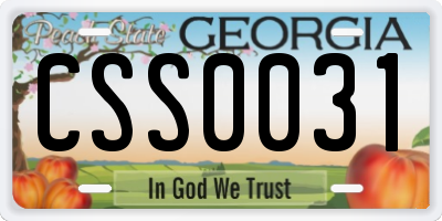 GA license plate CSS0031