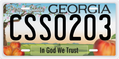 GA license plate CSS0203