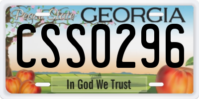 GA license plate CSS0296