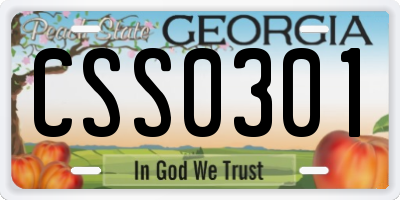 GA license plate CSS0301