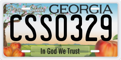 GA license plate CSS0329