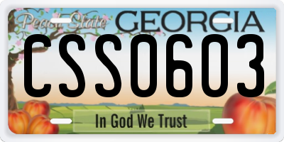 GA license plate CSS0603