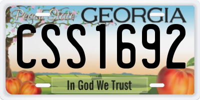 GA license plate CSS1692