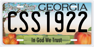 GA license plate CSS1922