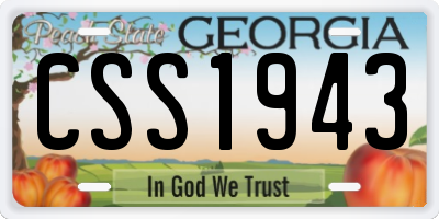 GA license plate CSS1943
