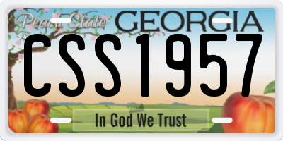GA license plate CSS1957