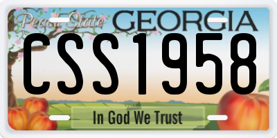 GA license plate CSS1958