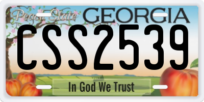 GA license plate CSS2539