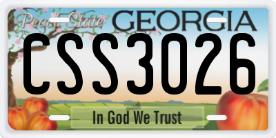 GA license plate CSS3026