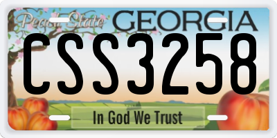 GA license plate CSS3258