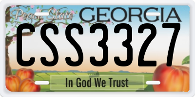 GA license plate CSS3327