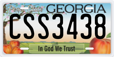 GA license plate CSS3438