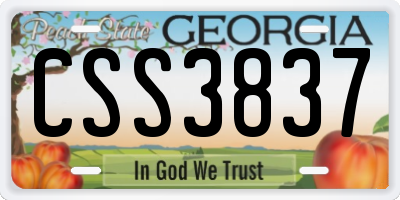 GA license plate CSS3837