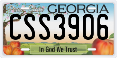 GA license plate CSS3906