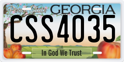 GA license plate CSS4035