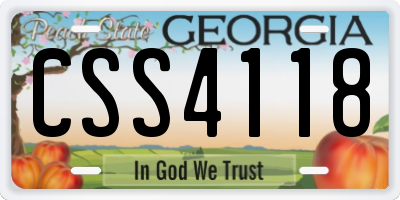 GA license plate CSS4118