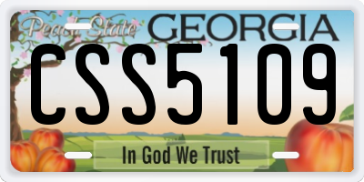 GA license plate CSS5109