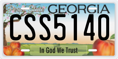 GA license plate CSS5140
