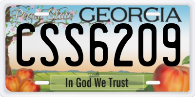 GA license plate CSS6209