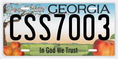GA license plate CSS7003