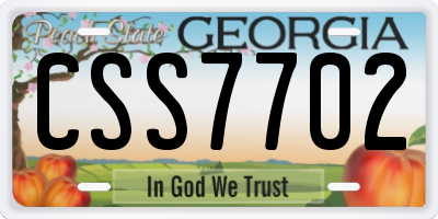 GA license plate CSS7702
