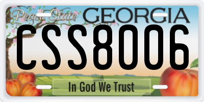GA license plate CSS8006