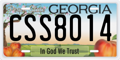 GA license plate CSS8014