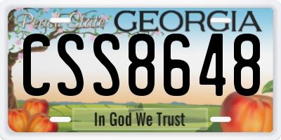 GA license plate CSS8648