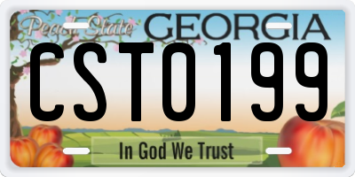 GA license plate CST0199
