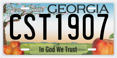 GA license plate CST1907