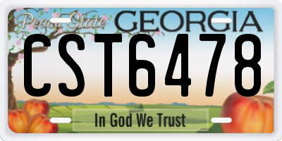 GA license plate CST6478